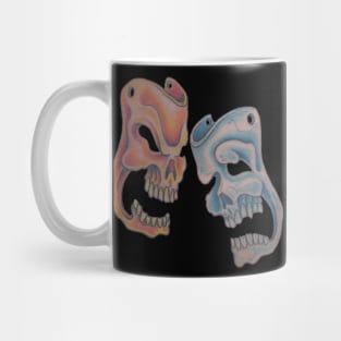 Skull Masks of Comedy & Tragedy (White Skull Set on Back) Mug